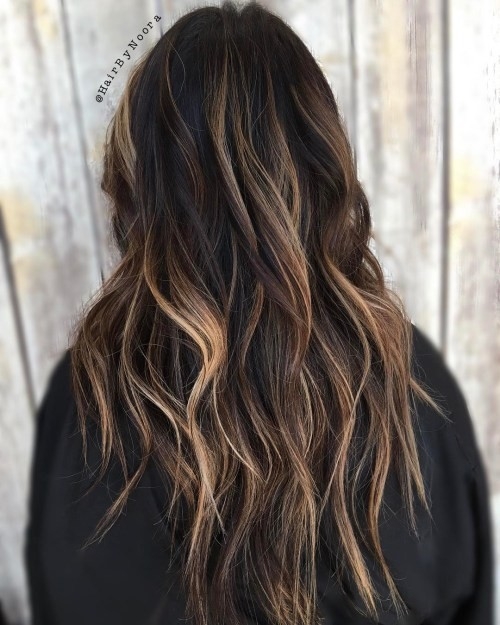 Brunette Balayage Hair with Shaggy Layers