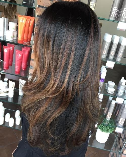 Two Tier Length and Warm Brown Balayage