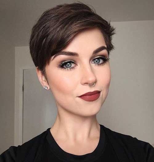 Brown Hair Pixie Cut