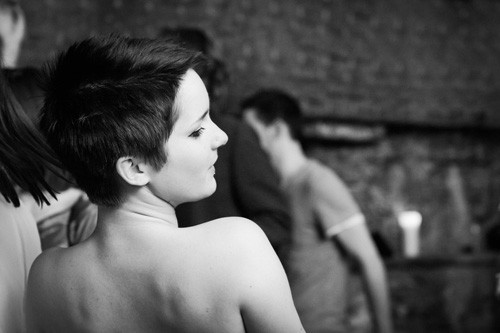 Short pixie haircut back