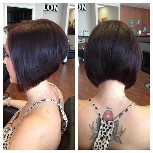 Chic Short Stacked Diagonal Forward Haircut