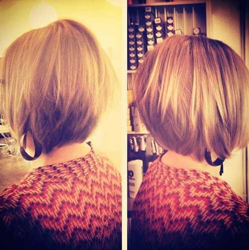 Short Blonde A line Stacked Bob Hairstyle