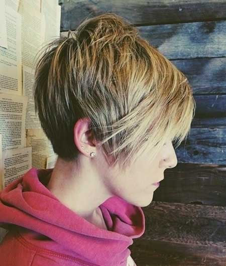 Short Messy Layered Hairdo with Long and Edge Bangs