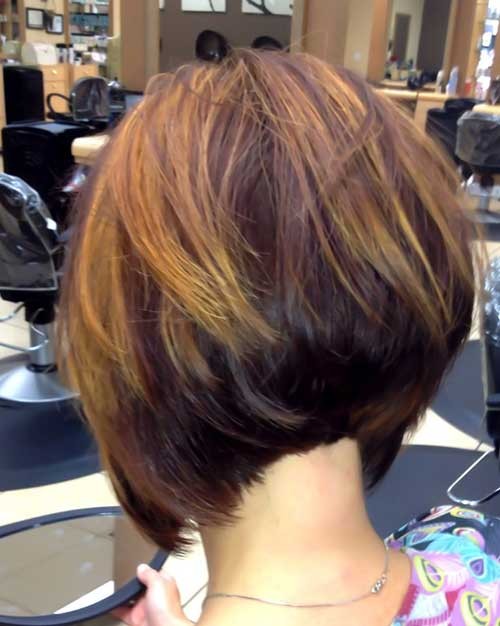 Stacked A Line Bob Hairstyle with Highlights