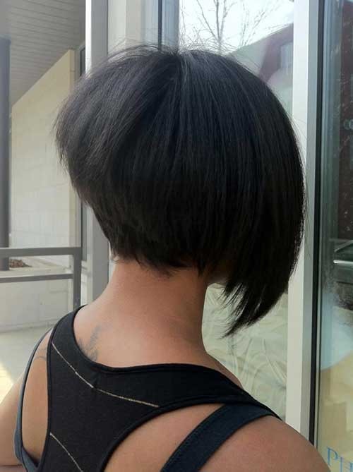 Stacked Asymmetrical Dark Bob Style