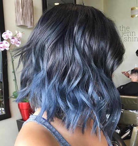 Ocean Blue Ombre on Black Mane