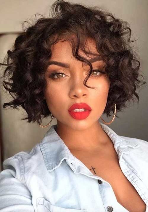 Angled Curly Bob