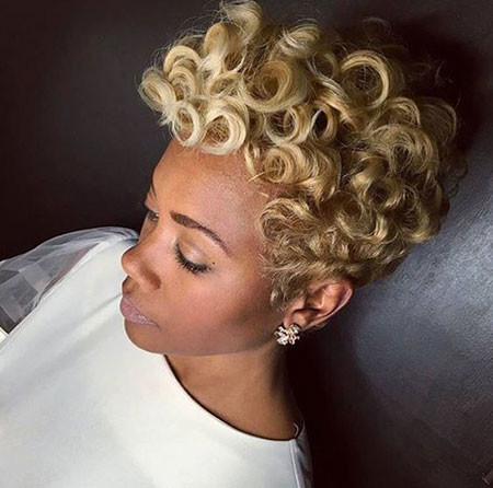 Curly Blonde Pixie Hair