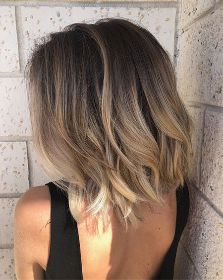 Short Brown Balayage Lob Hair