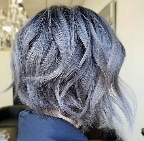 Short Wavy Silver Hair