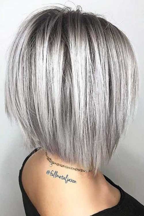 Silver Shoulder Length Hair
