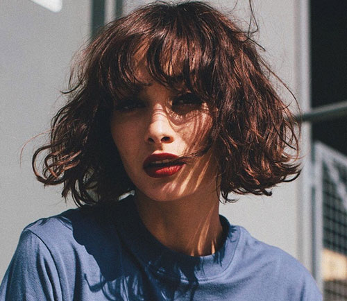 Short Wavy Hair with Bangs