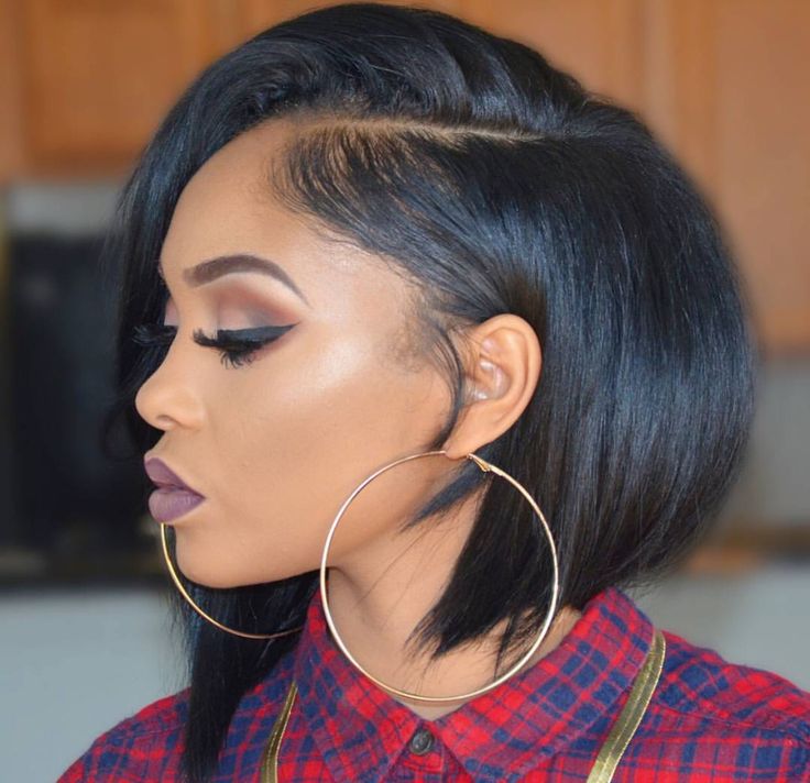 Trendy short black bob haircut